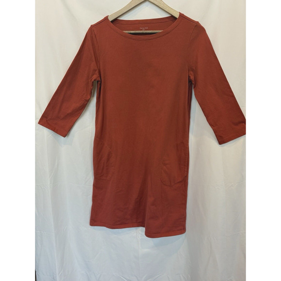 Garnet Hill Casual Boat Neck Shift Dress Size 6 Rust Minimalist Organic Cotton - Picture 7 of 10